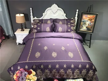 

2017 Luxury lace Egyptian Cotton Bedding Set Embroidery Duvet Cover Sheet Pillowcase King Queen Size White Bed Linen
