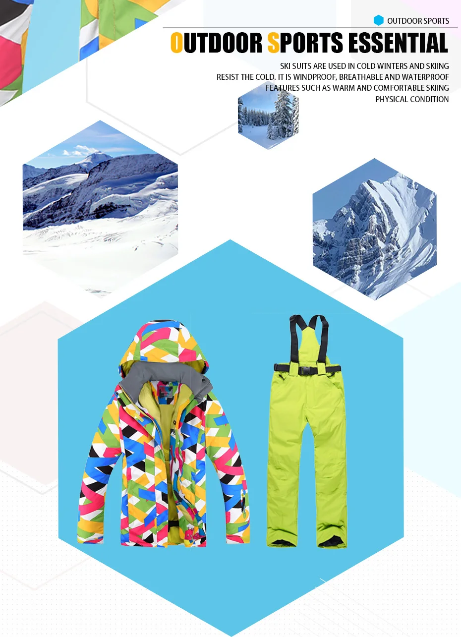 Лыжный костюм, женский бренд, высокое качество, женские зимние штаны, ветронепроницаемая водонепроницаемая цветная одежда, зимний комплект, куртка для сноуборда, женская Лыжная куртка