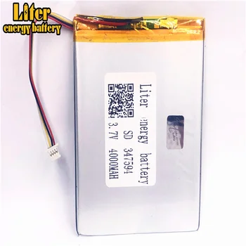 

1.0MM 4pin connector 347594 357595 4000mah 3.7V Cheap price lithium polymer battery for tablet pc 7 inch MP4 MP5