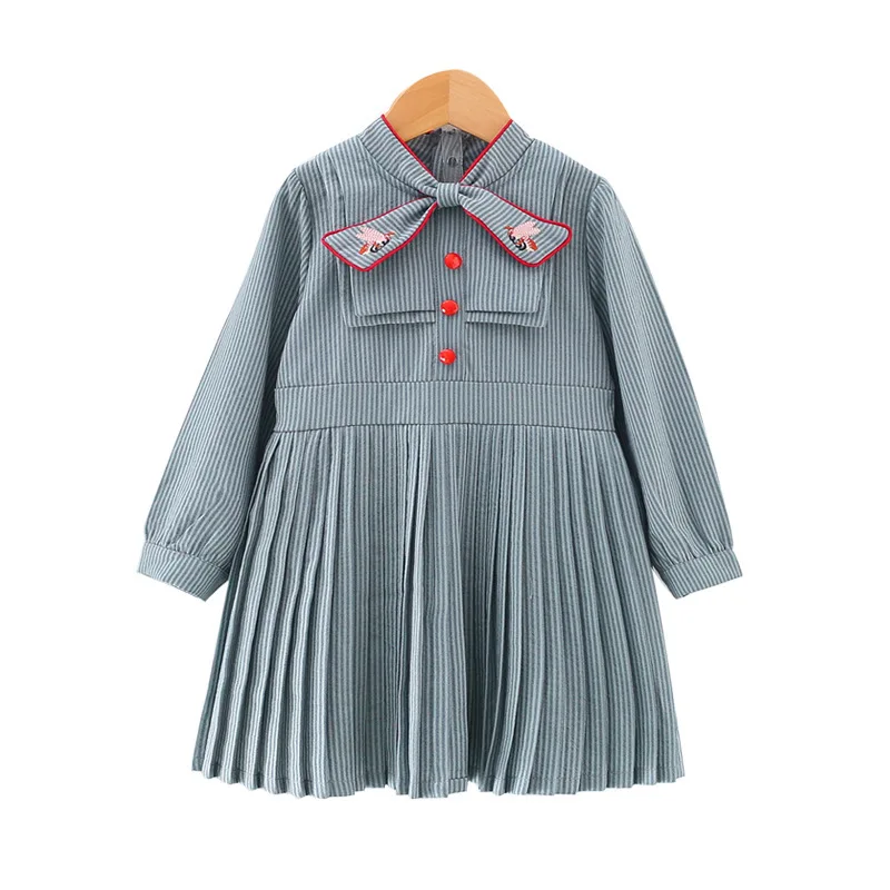

2019 Autumn Winter Girl Dress Hand embroidery New Long Sleeve Baby Female Vintage Dress Child Clothes