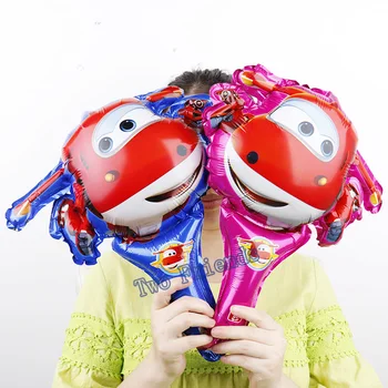 

Super Wings hand Foil Balloons Jett stick SuperWings Balloon 50pcs Birthday Party Decorations Kids Toys handheld globos