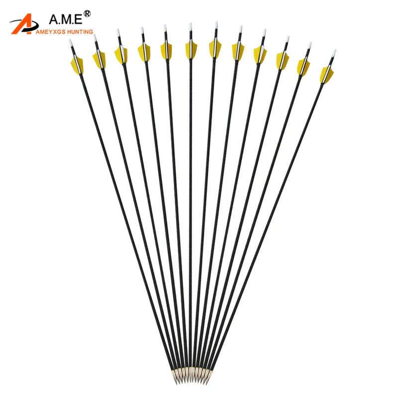 

6Pcs Spine 1000 Archery Shooting arrow Mix Carbon Arrows Shield Cut Feather Target Points Fixed arrow For Recurve Compound Bow