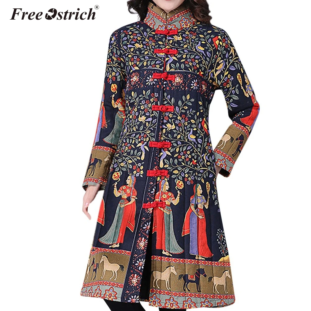 

Free Ostrich Parkas Inverno Para As Mulheres Printed Button Pockets Abrigos Mujer Invierno 2019 Winter Coat Women N30