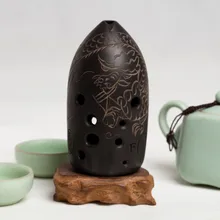 10 Holes Flute Black Pottery Clay Flauta Musical Instrument F/G key Ceramic Ocarina