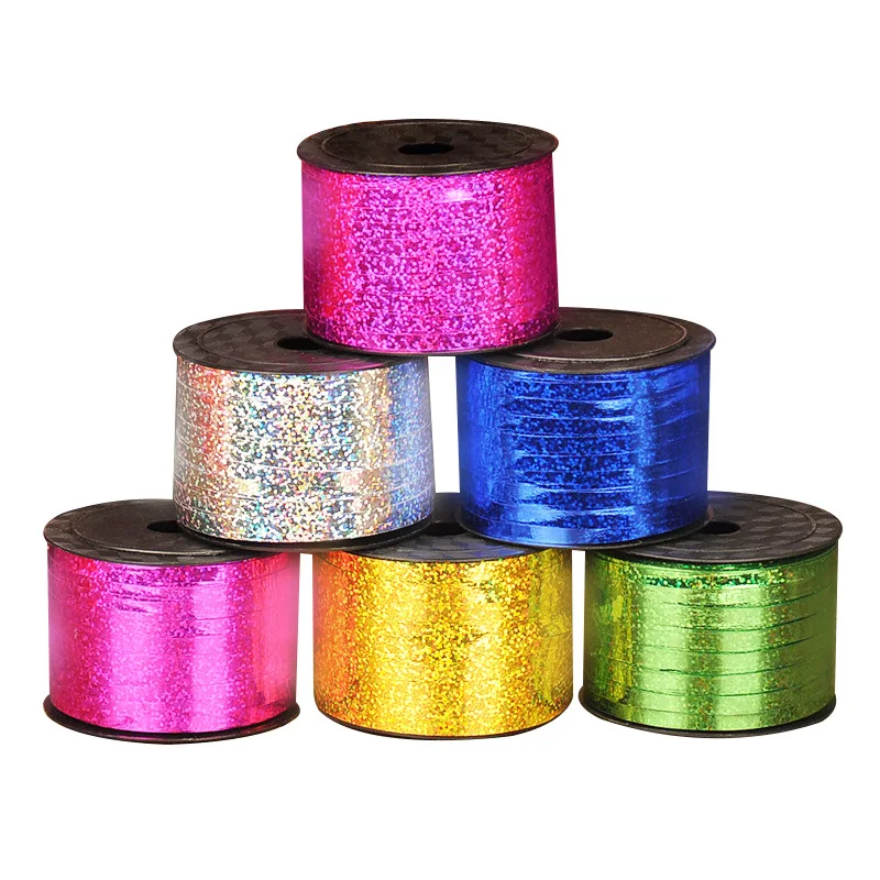 

100 Yard Balloons Ribbons Crimped Curling Laser Ribbon Wedding Birthday Party Decoration DIY Xmas Gift Wrapping Packing Rope