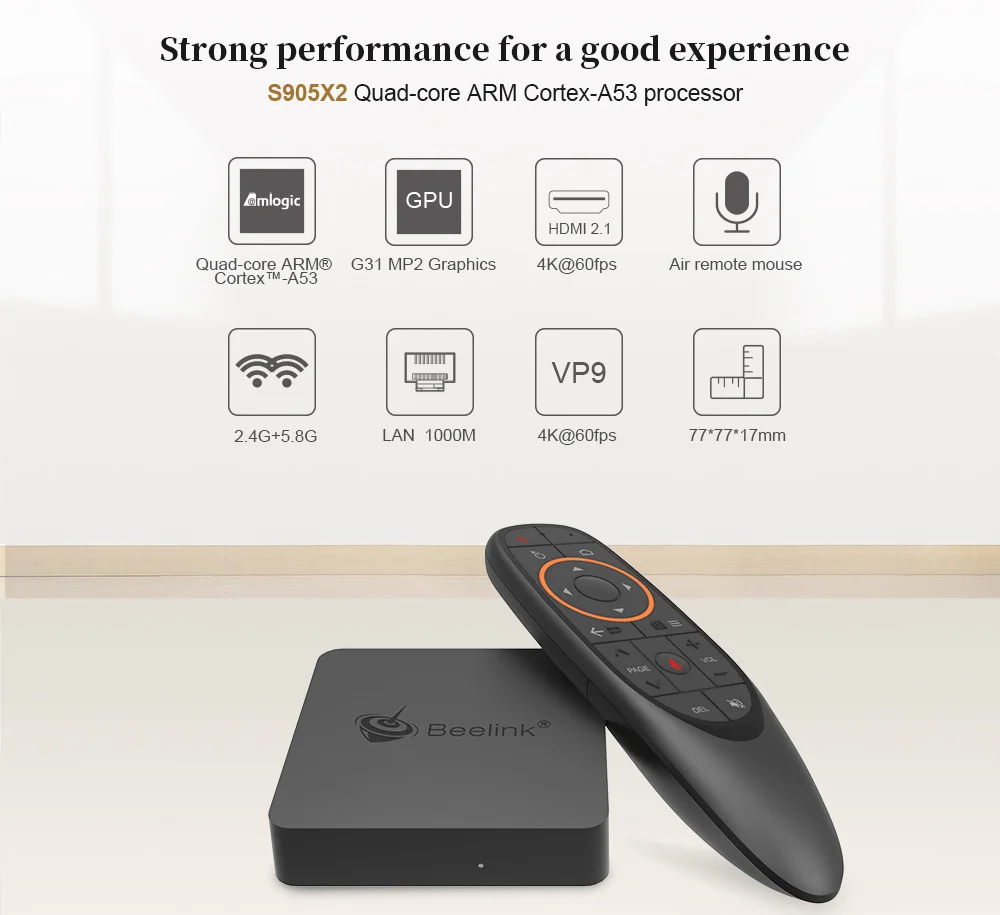 Beelink GTmini-Smart tv Box Android 8,1 2,4G голосовое дистанционное управление Поддержка 4K Amlogic S905X2 2,4G 5,8G WiFi 1000 Мбит/с телеприставка