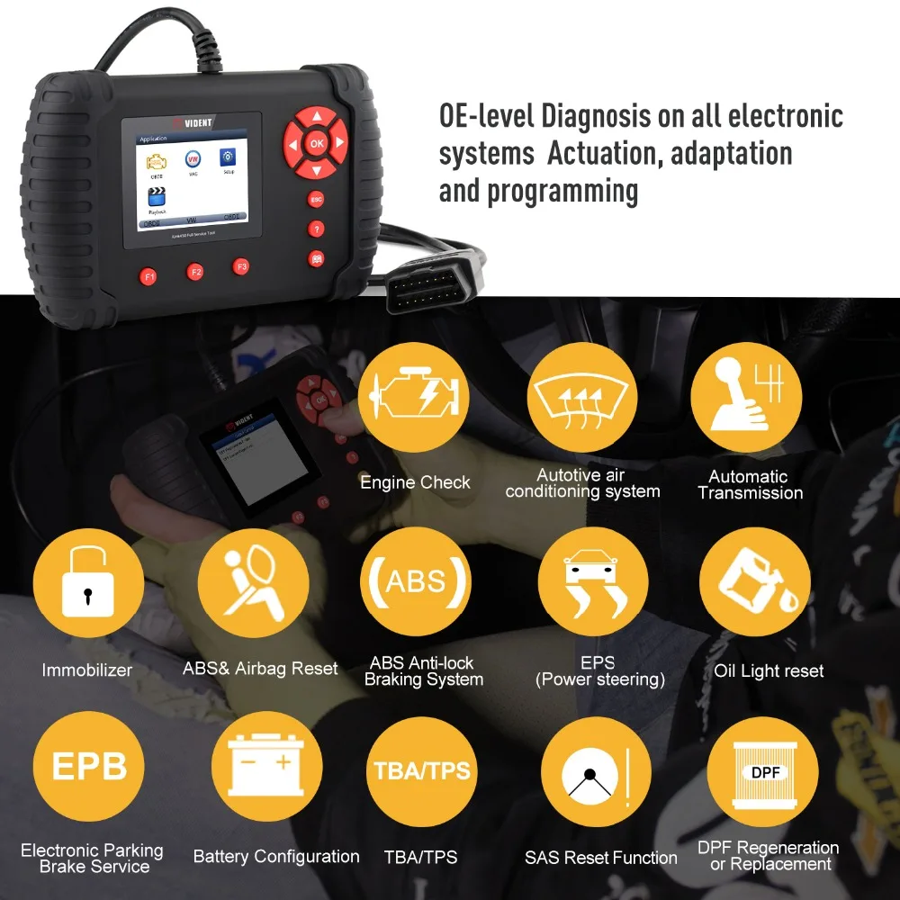 VIDENT iLink400 Авто полная система диагностический сканер ABS SRS EPB передача DPF Сброс