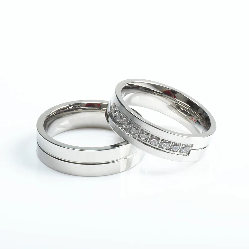 Again Jewel Wedding Band Engagement Rings for Couples 316l Stainless Steel High Quality Lovers Jewelry Anniversary Gift