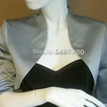 Новинка, атласное болеро с 3/4 рукавами серебристого/серого цвета, высокое качество, на подкладке, болеро/жакет/Палантин/шаль/накидка/Палантин, на заказ, mingli Tengda