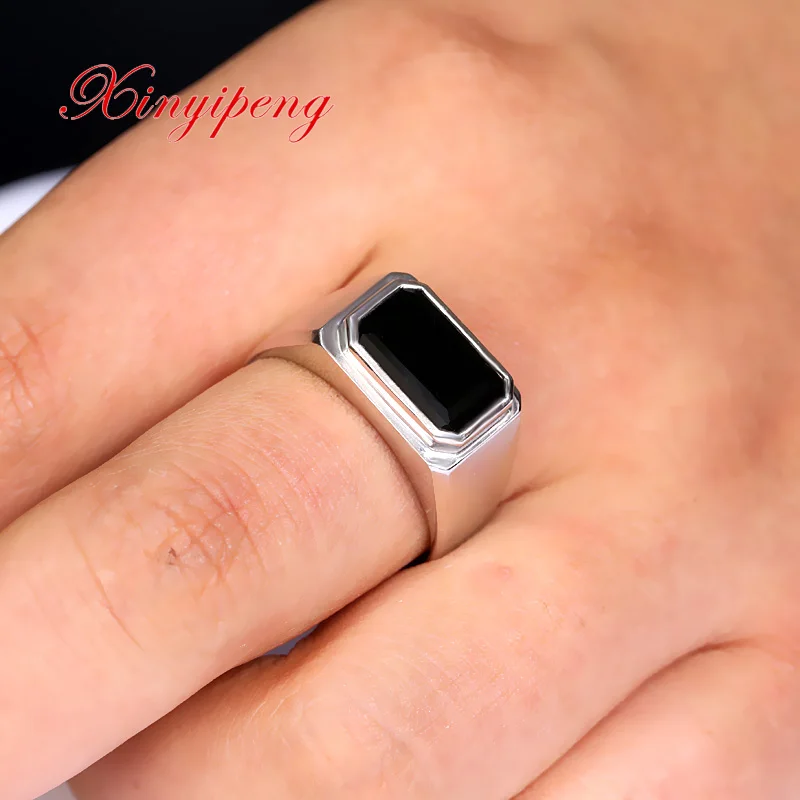 Xin yi peng 18 K Белый Золотой инкрустированное 5,5 карат кольцо с натуральным сапфиром, мужское кольцо