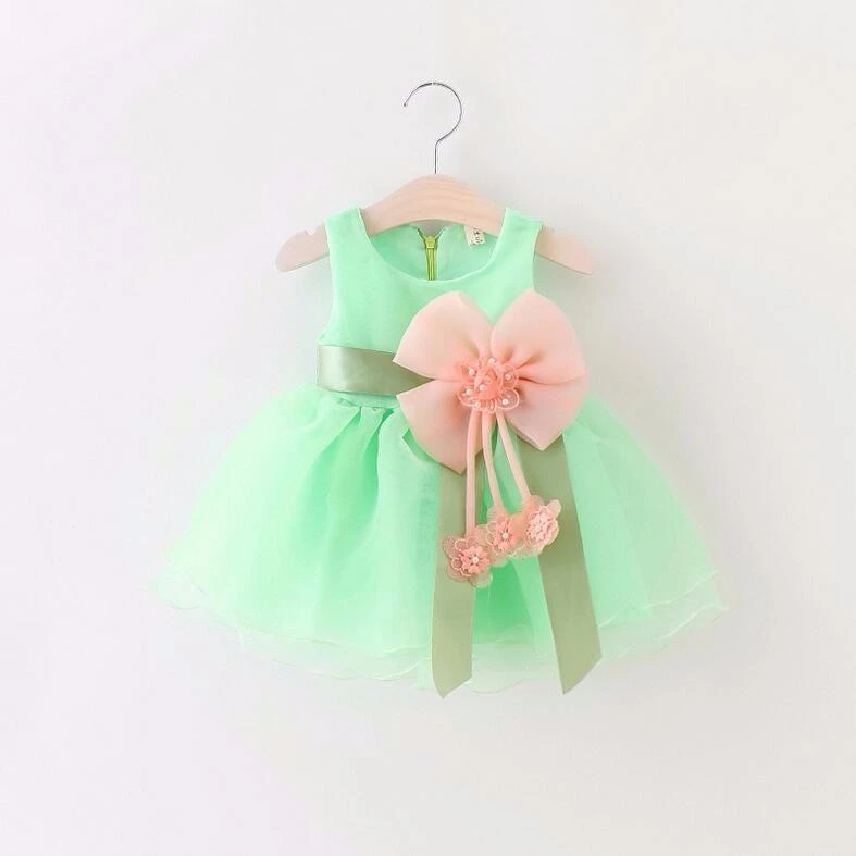 Платье без рукавов для маленьких девочек, нарядное кружевное платье для маленьких девочек; платье для детей платье принцессы для малышей в возрасте 1 года для девочки; подходит для дня рождения; платье для крещения K1 - Цвет: green 200292