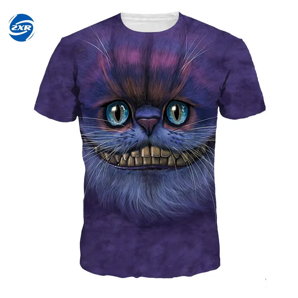 Men Women 3d Cheshire Cat T shirt Short Sleeve Tees Print Lovely