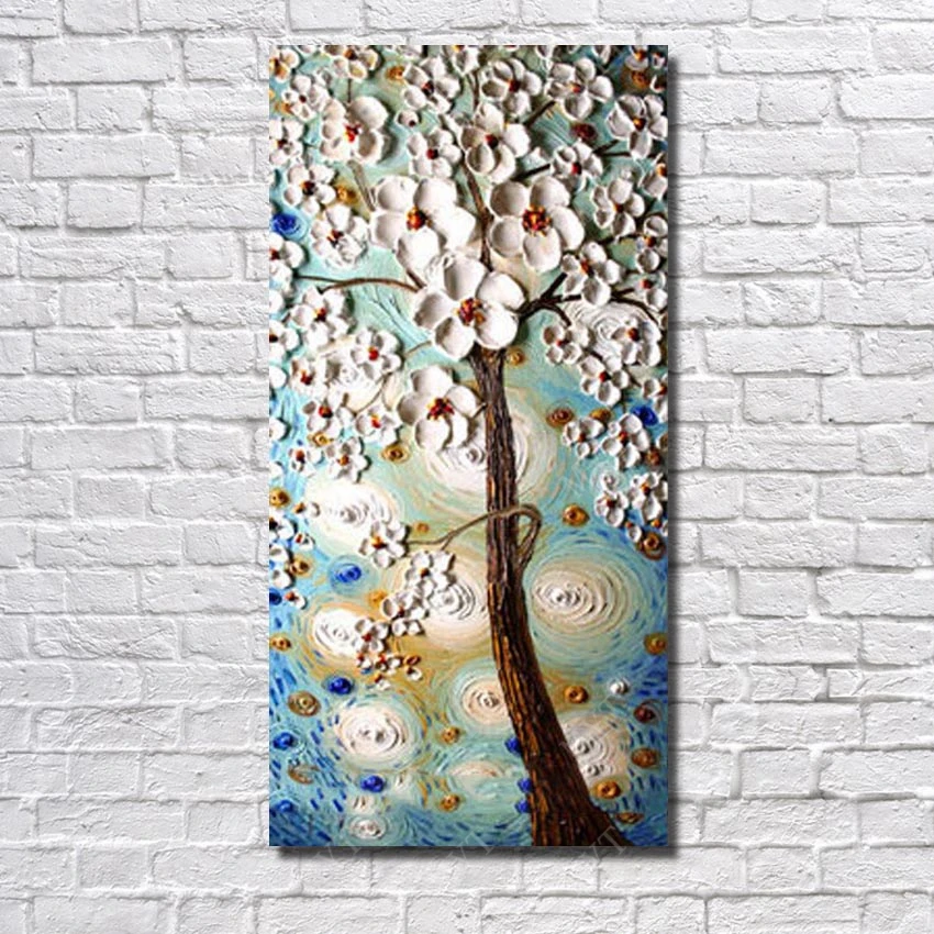

Hand made good quality oil painting for bedroom decoration wall scenery art painting flower tree handmade crafts