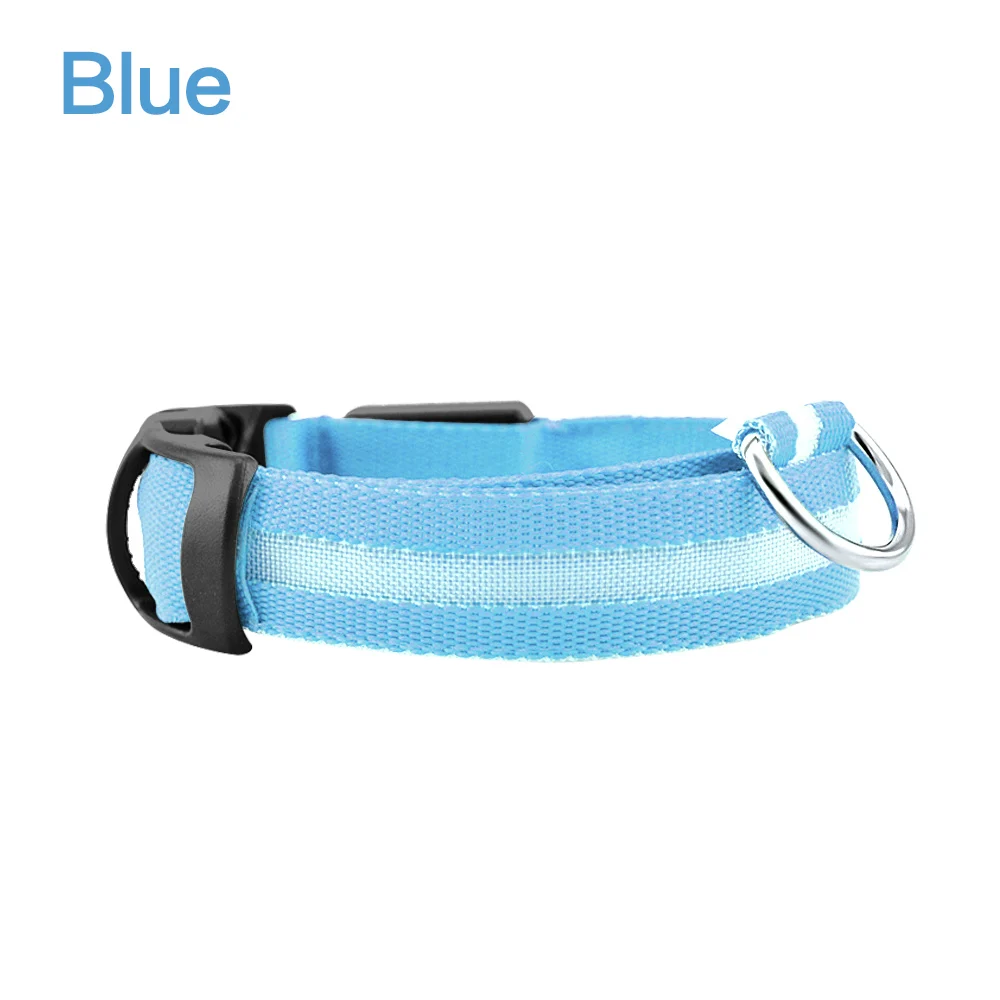 Мигающая Ночная лампа безопасный ошейник для собаки нейлоновый ошейник для собаки с быстрой защелкой креативная светится в темноте лампа - Испускаемый цвет: Blue