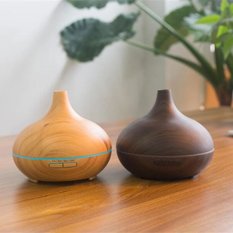 300ml Air Humidifier Essential Oil Diffuser Aroma Lamp Aromatherapy Electric Aroma Diffuser Mist Maker for Home-Wood