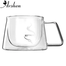 Arshen 200 мл двухслойная стеклянная кофейная ручка кружки чашка для воды чайная чашка термостойкая посуда для напитков молока кофе кофейная посуда