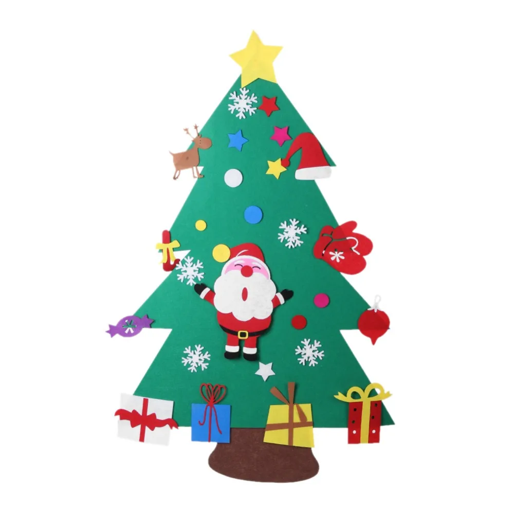 

Santa Claus Christmas Gifts for 2019 Kid DIY Felt Christmas Tree with Ornaments New Year Decoration Door Wall Hanging Decoration
