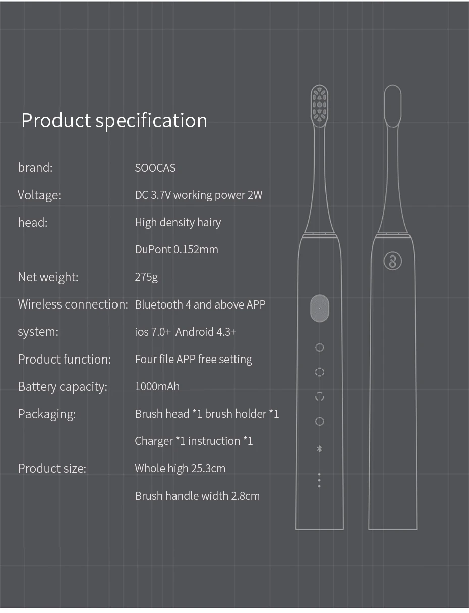 New Original SOOCAS X3 Waterproof Electric Toothbrush Rechargeable Sonic Electrric Toothbrush Upgraded Ultrasonic Toothbrush 14