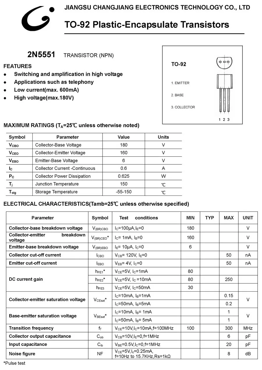 50 шт./лот) 2N5551 Силовые транзисторы NPN многоцелевой транзистор, 2N 5551