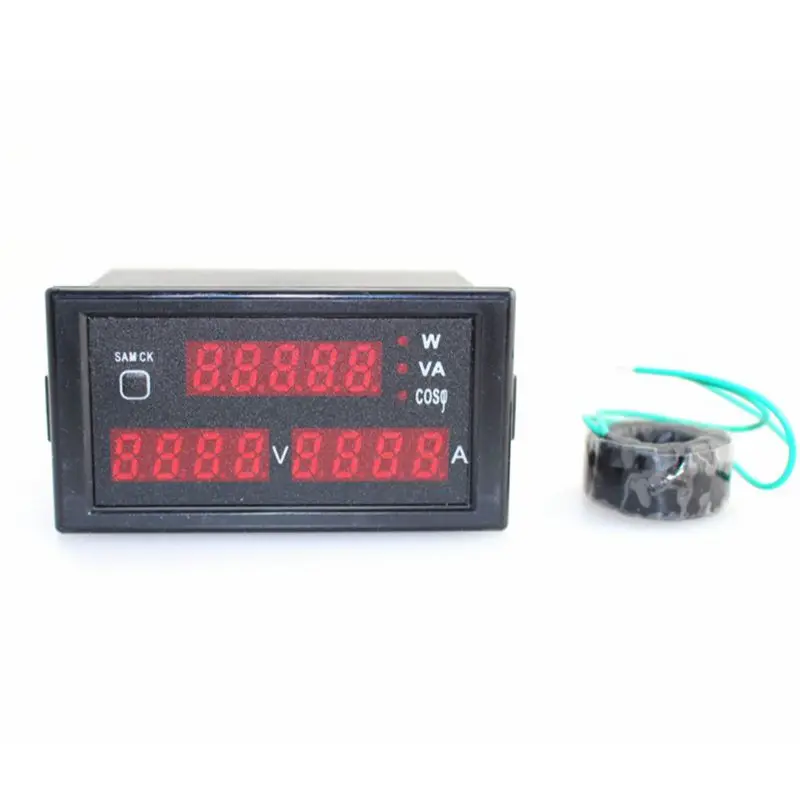 AC 80-300V 0-100A измеритель напряжения Ампер Измеритель мощности монитор с красным светодиодным дисплеем Ампер Вольт активный Видимый коэффициент мощности CT