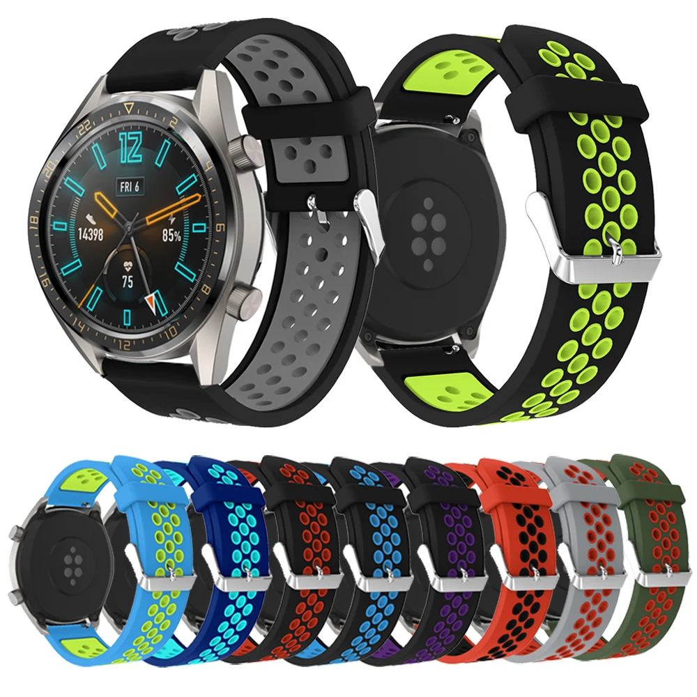 22MM Silicone Sports Band For HUAWEI WATCH GT Strap Band Bracelet Replacement Smart Watch Accessories For Samsung Galaxy Gear 3