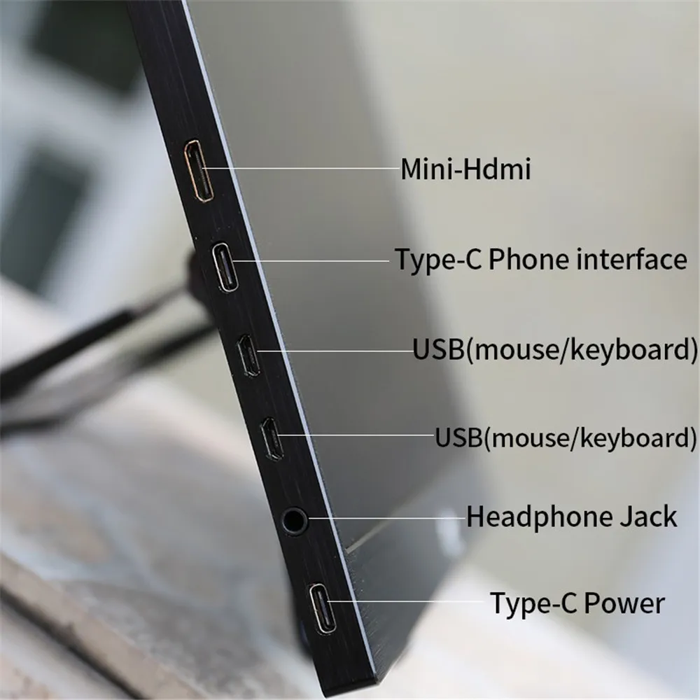 Best NEW 15.6 inch Type-C USB-C Portable Monitor HD IPS 1920x1080 IPS Gaming Display with HDMI Earphone Port for Raspberry PS3/PS4 2