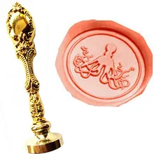 Пользовательские изображения логотипа Роскошные воск печать штамп Винтаж Прекрасный Осьминог латунь павлин металлической ручкой подарочный набор