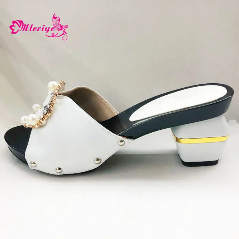 

Latest Design Womens Dress Shoe Open Toe Elegant Italian Women Wedding Shoe Decorated with Rhinestone Bridal Shoes Slip on Pumps