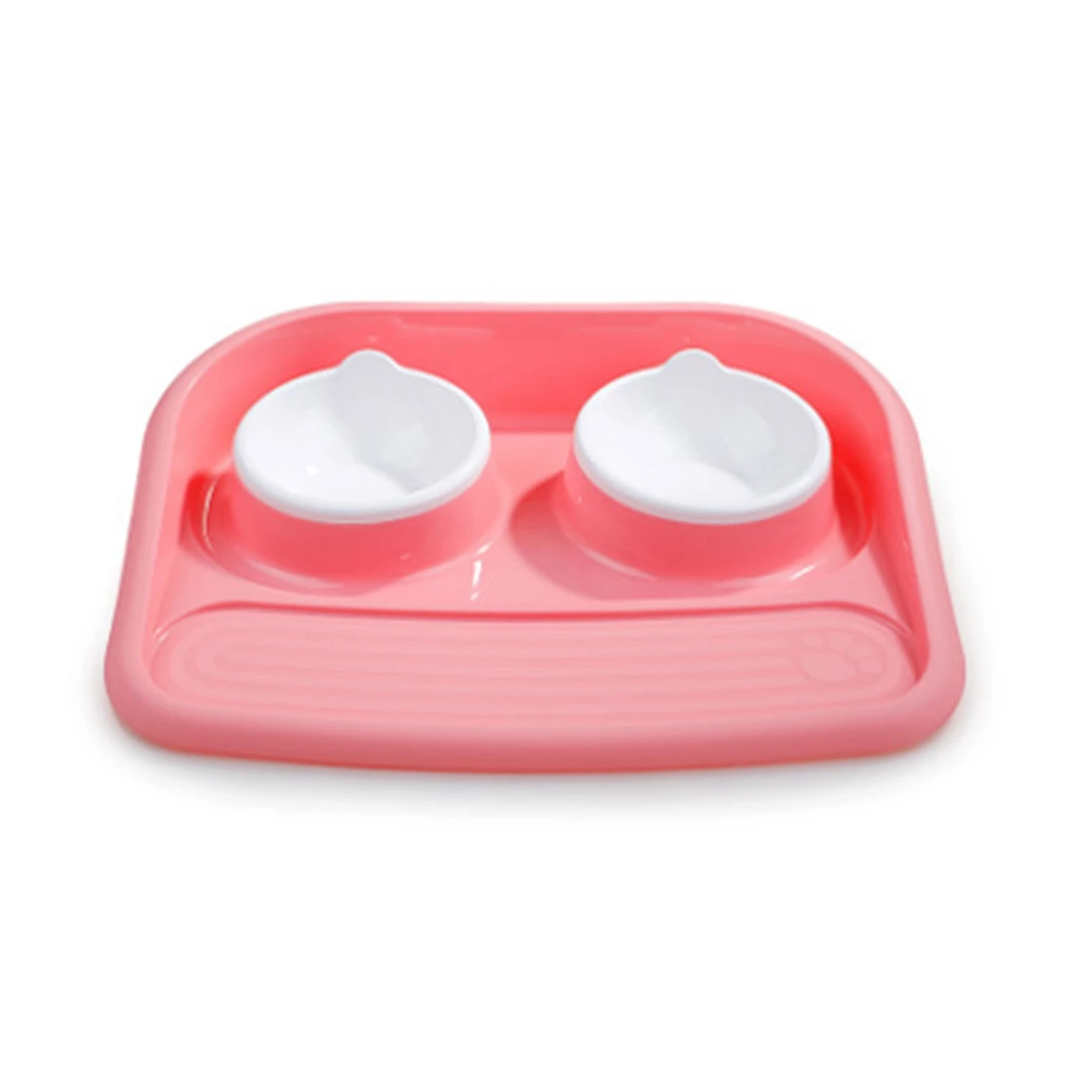 

environmental protection food grade plastic bone type double bowl pet bowl splashproof dog bowl dog cat food bowl