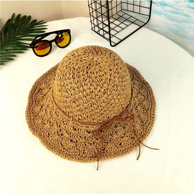 Женская летняя пляжная шляпа маленькая свежая Рыбацкая шляпа Корейская версия Baitao пляжные соломенные шляпы Приморский Зонт солнцезащитная Кепка