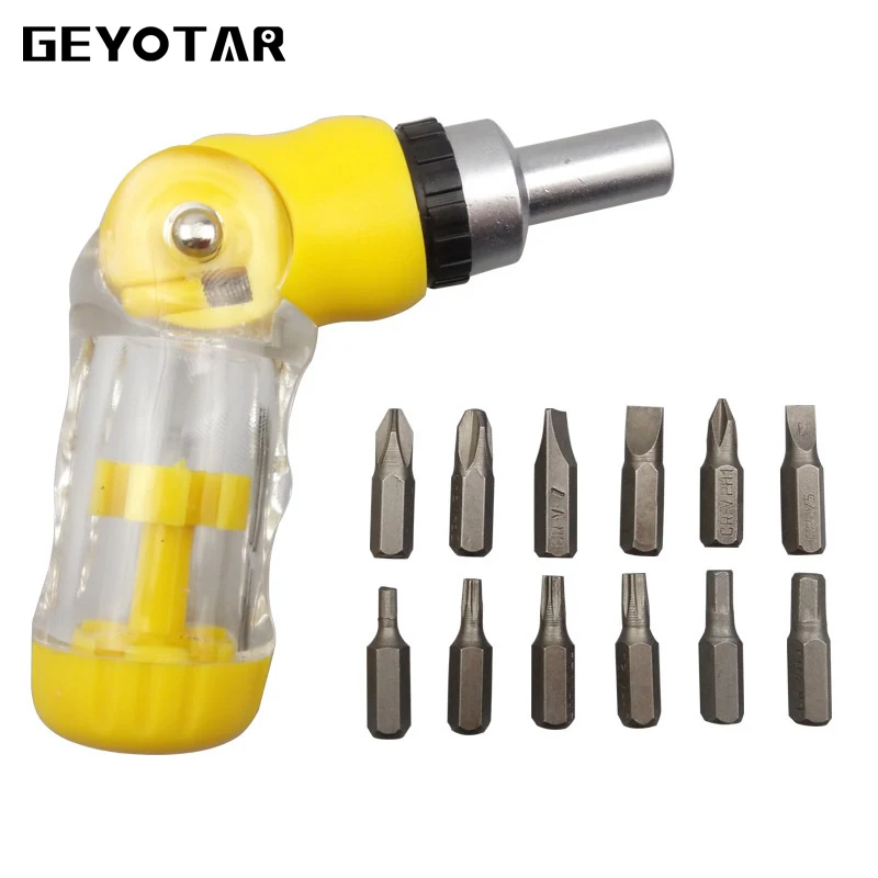 

12pcs Ratchet screwdriver magnetic multi tool Adjustable Screwdriver Set With Phillip Pozidriv Hex Slotted Screwdriver bits