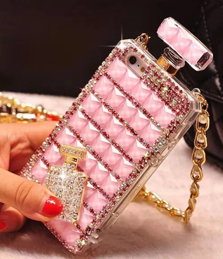 Bling Diamond Crystal Perfume Bottle DIY Rhinestone Phone Case with