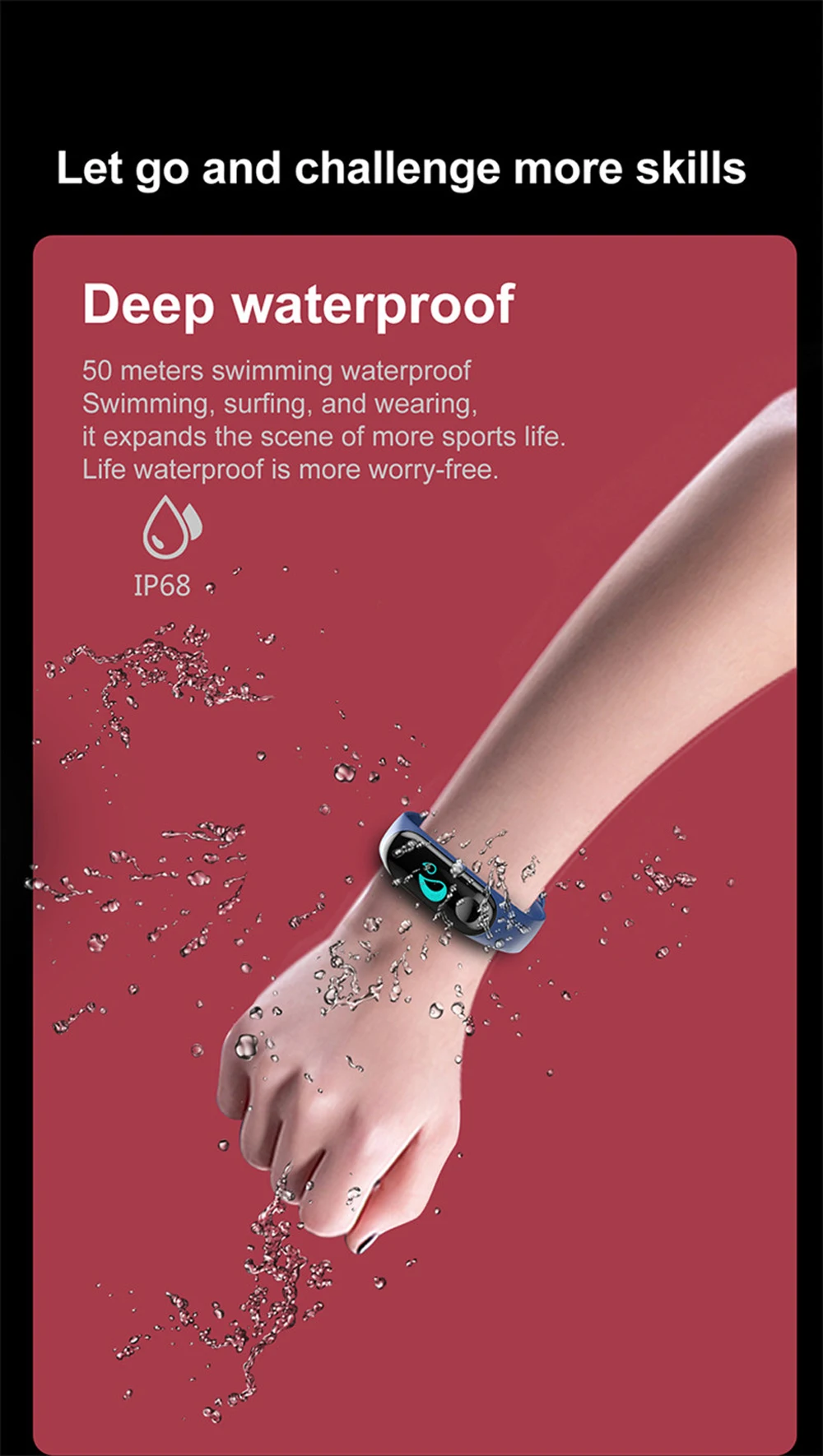 M3 Smart Health Pedometer/Heart Rate/Blood pressure/Sleep monitor Bracelet -Red