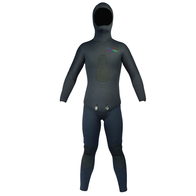 Black Neoprene Spearfishing Rubber Wetsuit Suit 7mm Men Winter with