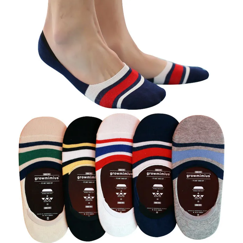 6 Pairs/lot Men Socks Fashion Striped Invisible Sock Meias Homens Cool