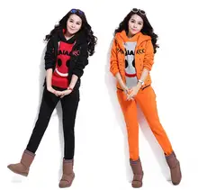 2016 Winter Warm Coat+Pant+Vest 3 pieces Hoodies Sports Sweatshirt Suit Plus Size Women Running Set