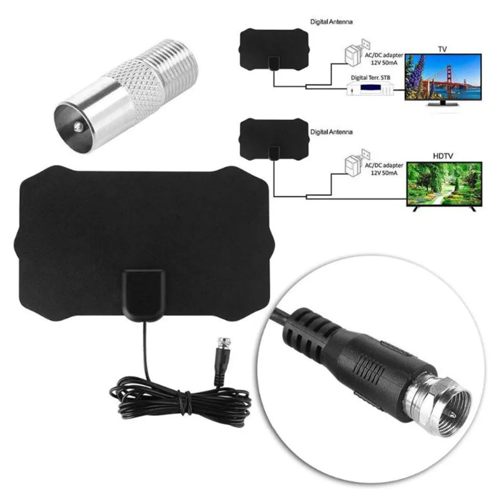 SOONHUA Slim 1080 P 20 dBi с высоким коэффициентом усиления HDTV цифровой ТВ антенна 50 км Диапазон Внутренняя антенна HD плоская антенна Wtih 3,7 м коаксиальный кабель