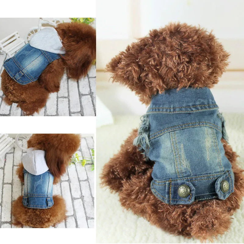 2018 Cool Pet Dog Cat Blue Jean Denim Puppy Coat Jackets Sleeveless