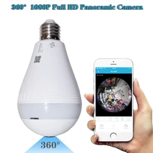 1080P HD 360 degree Wireless IP Camera Bulb Light FishEye Smart Home CCTV 3D VR Camera 2MP Home Security WiFi Camera Panoramic