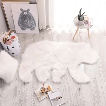 

Fluffy White Polar Bear Faux Fur Artificial Sheepskin Carpet Mat Area Rug Living Bedroom Parlor Home Decoration Shooting Prop