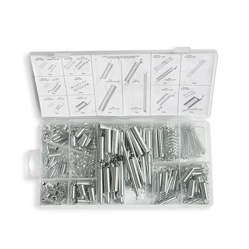 

Hot Sell 200 PCS Steel Spring Electrical Hardware Spring Drum Extension Tension Springs Pressure Suit Metal Springs Assortment