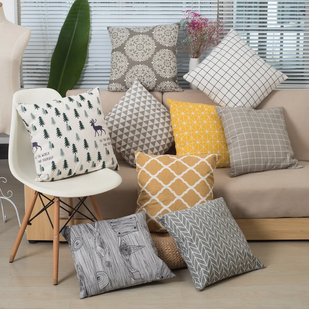 

Modern Cushion Cover 45*45cm Gray Striped Geometric Polyester Pillowcase Home Decorative Pillow Cover Excellent Sofa Car Bedroom