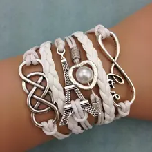 1 шт. бесконечность, ладони и anghor браслет. металл очарование, воск шнур, кожаный браслет 3460