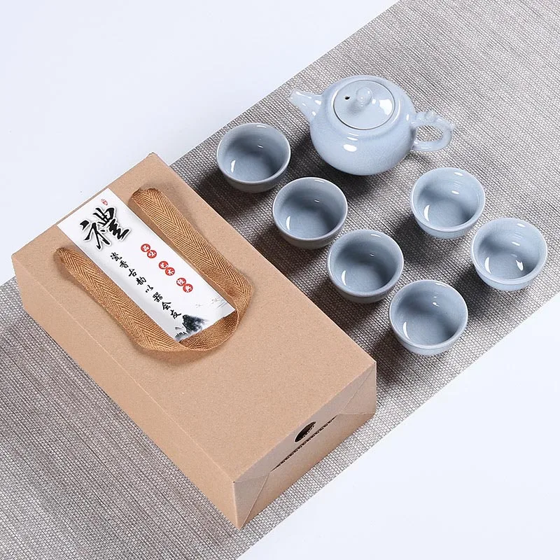 High quality Ge Kiln Kungfu Tea set,China tea set,Kung Fu Tea Cup,Travel Tea Pot Chinese Porcelain Teacup Set Drinkware Gift - Цвет: 09