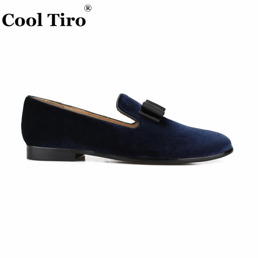 Dark blue velvet Loafers with Bow Tie (9)