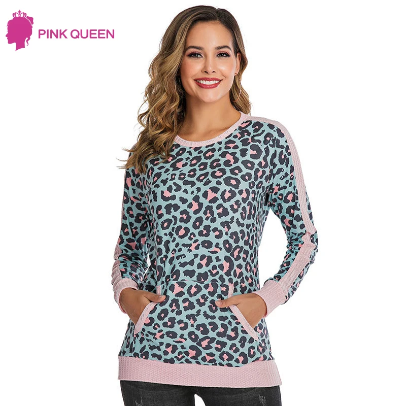 

Streewear Sexy Leopard Print Blouse Long Sleeve Blouse O Neck Lady Office Shirt Casual Loose Tops Camouflage Pocket Blusas 2019