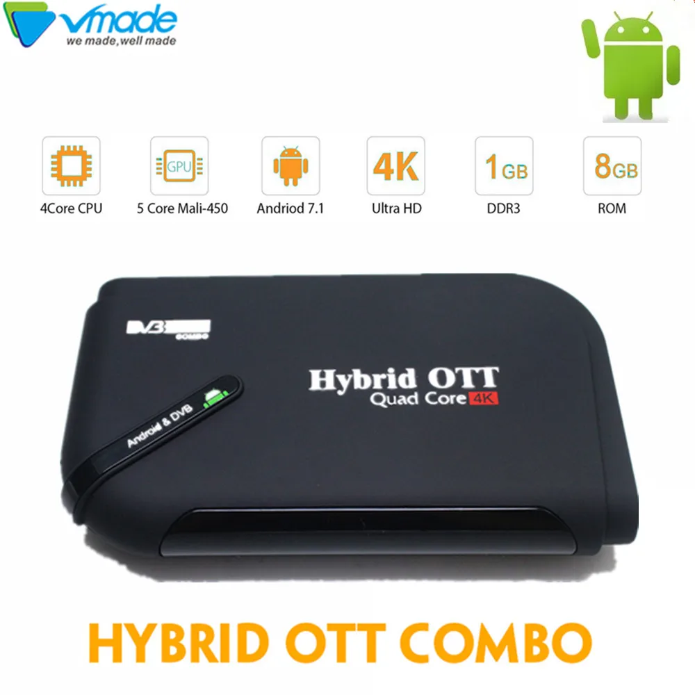 

Android 7.1 TV BOX plus DVB-T2 S2 Set top Box 1GB 8GB Media Player Amlogic S905D Quad Core youtube Flixster 4K HD Smart TV Box