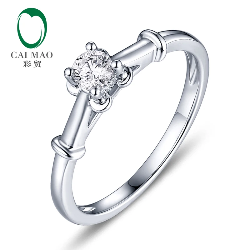 

CaiMao 0.18ct Natural Round F VS Diamond 14kt White Gold Engagement Wedding Exquisite Ring