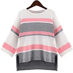 2016-5XL-4XL-XXXL-Autumn-Winter-Women-Clothing-Casual-Loose-Striped-Three-Quarter-Sleeve-Slit-Pullovers