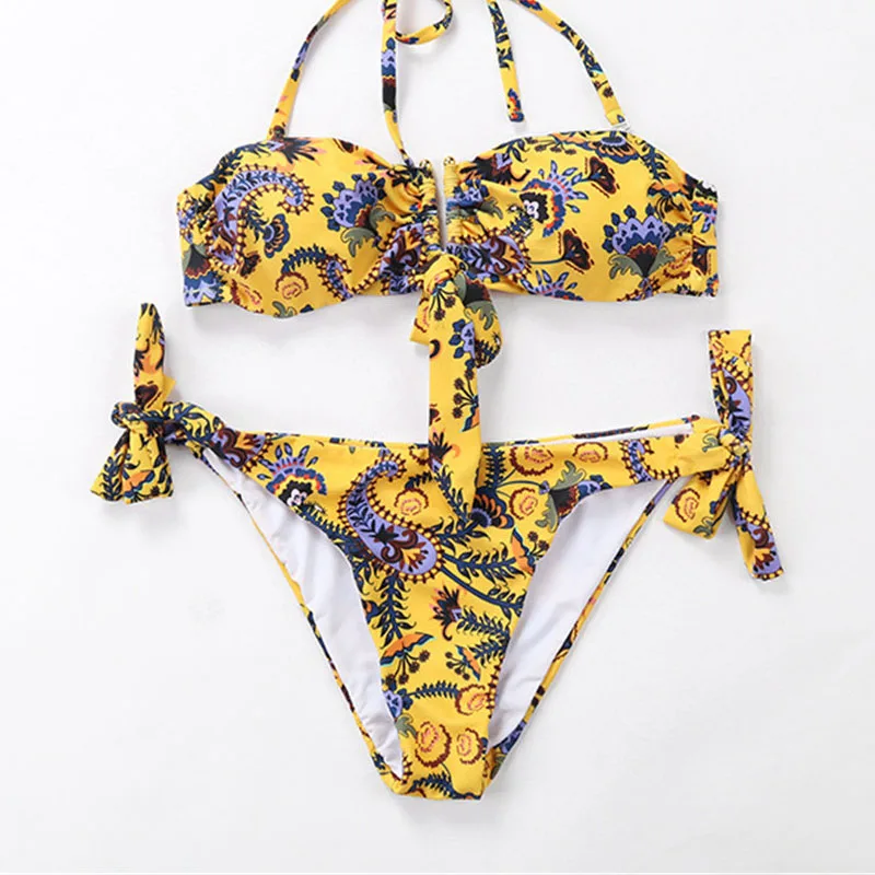 

Bikini 2019 Set Swimwear Push-Up Padded Bra swimsuit women Breast printing bathing suit women sexy bikini two-piece suits sexy